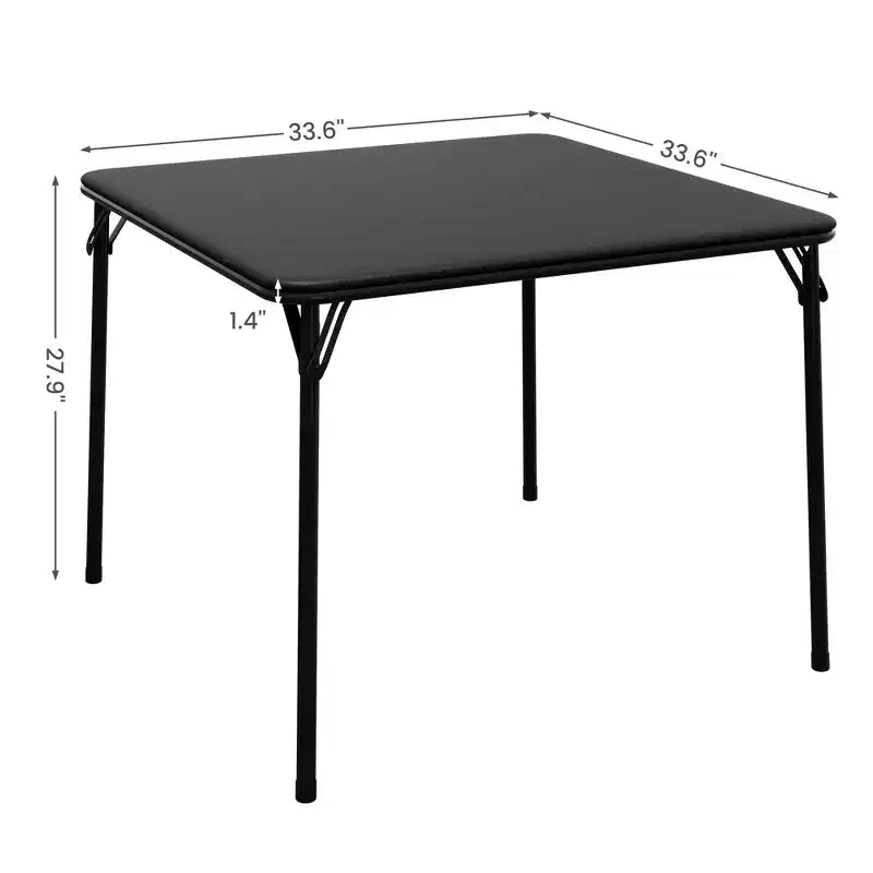 Tavolo da gioco quadrato portatile da 34" pieghevole con gambe collassabili e piano imbottito in PU, per casa, feste, picnic (solo tavolo)