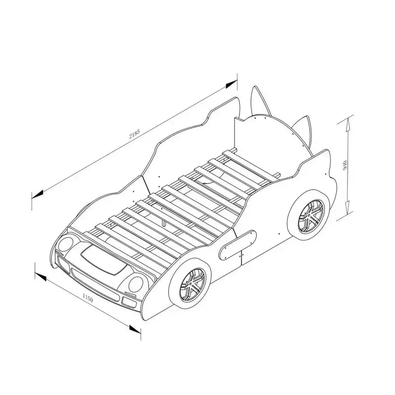 GDFStudio Fauna Letto singolo moderno a forma di auto da corsa dei cartoni animati con fari a LED