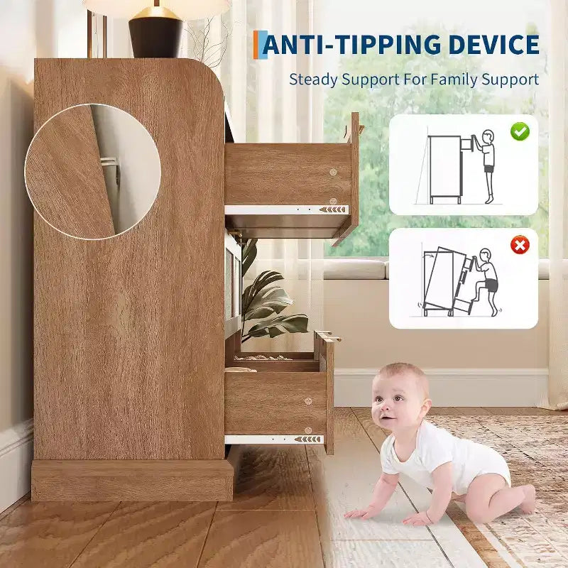Cassettiera a 6 cassetti in stile rustico per camera da letto, cassettiera in rattan con contenitore, cassettiera grande con maniglie dorate, per camera da letto/ingresso