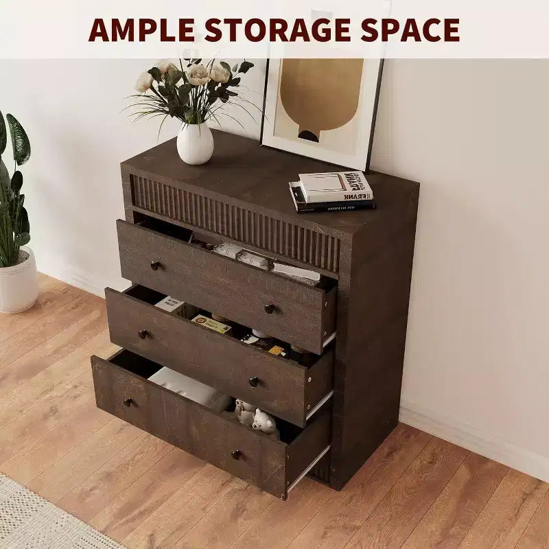 Cassettiera a 3/5 cassetti per camera da letto, Comò scanalato largo 80 cm, Comodino moderno in legno con mobiletto contenitore per corridoio, soggiorno