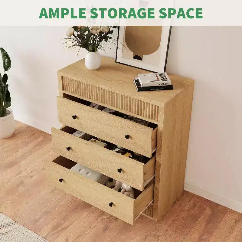 Cassettiera a 3/5 cassetti per camera da letto, Comò scanalato largo 80 cm, Comodino moderno in legno con mobiletto contenitore per corridoio, soggiorno