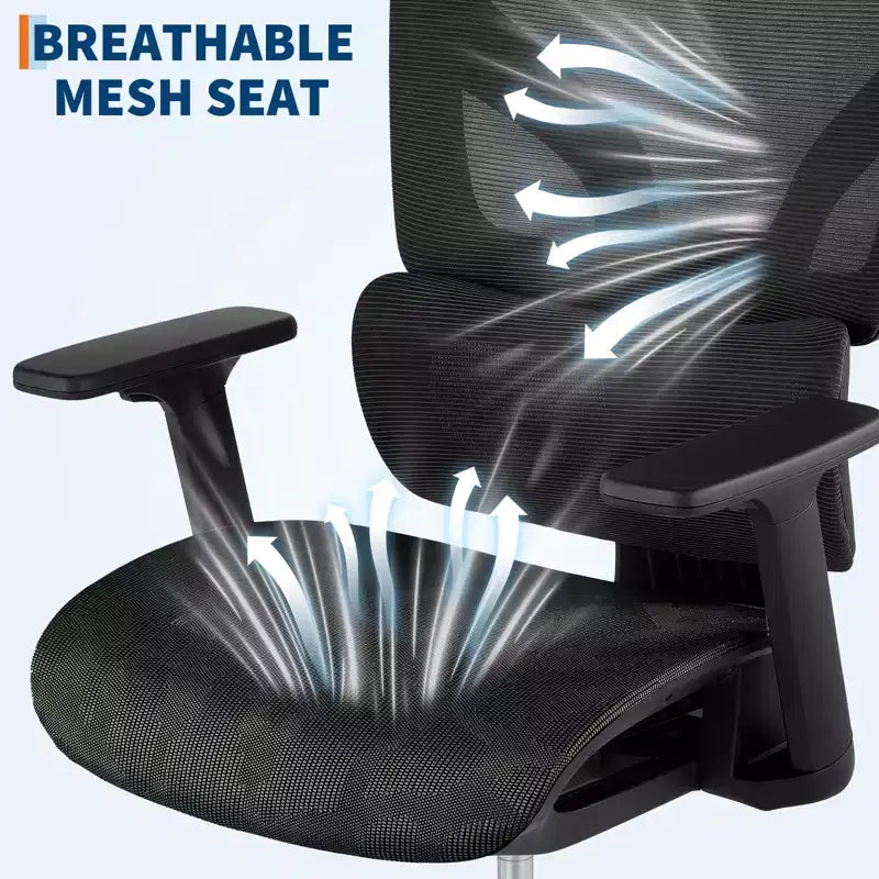 Sedia da ufficio ergonomica in rete, supporto lombare, braccioli regolabili 4D, reclinazione e regolazione dell'altezza, girevole a 360°, sedia da ufficio per casa, sedia da studio e gaming