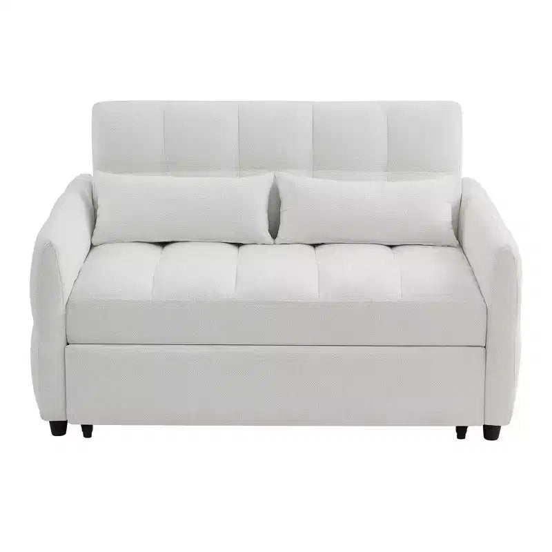 MAYEERTY 52.8 Divano a due posti Divano letto estraibile trapuntato con schienale regolabile Due cuscini lombari per soggiorno Beige