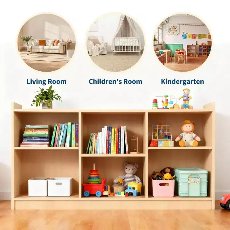 Mobile Montessori a 2 ripiani in legno per bambini, scaffali porta libri e contenitori per giocattoli per la cameretta dei bambini, mobili per aula, asilo nido, sala giochi