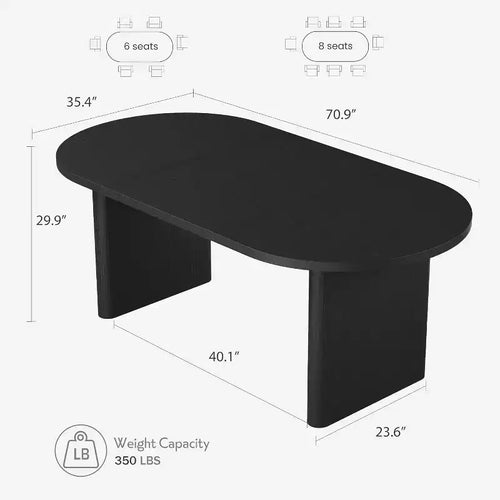 Tavolo da pranzo ovale da 71'' per 4-8 persone, tavolo da cucina e sala da pranzo versatile in stile rustico, tavolo da riunione per soggiorno, ufficio, appartamento, nero