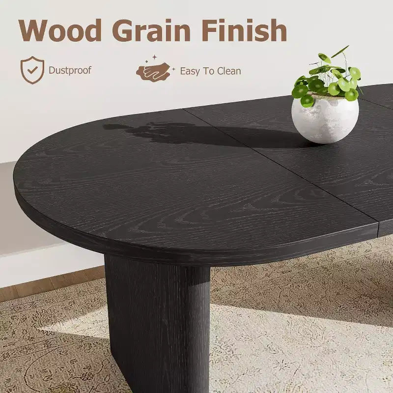 Tavolo da pranzo ovale da 71'' per 4-8 persone, tavolo da cucina e sala da pranzo versatile in stile rustico, tavolo da riunione per soggiorno, ufficio, appartamento, nero