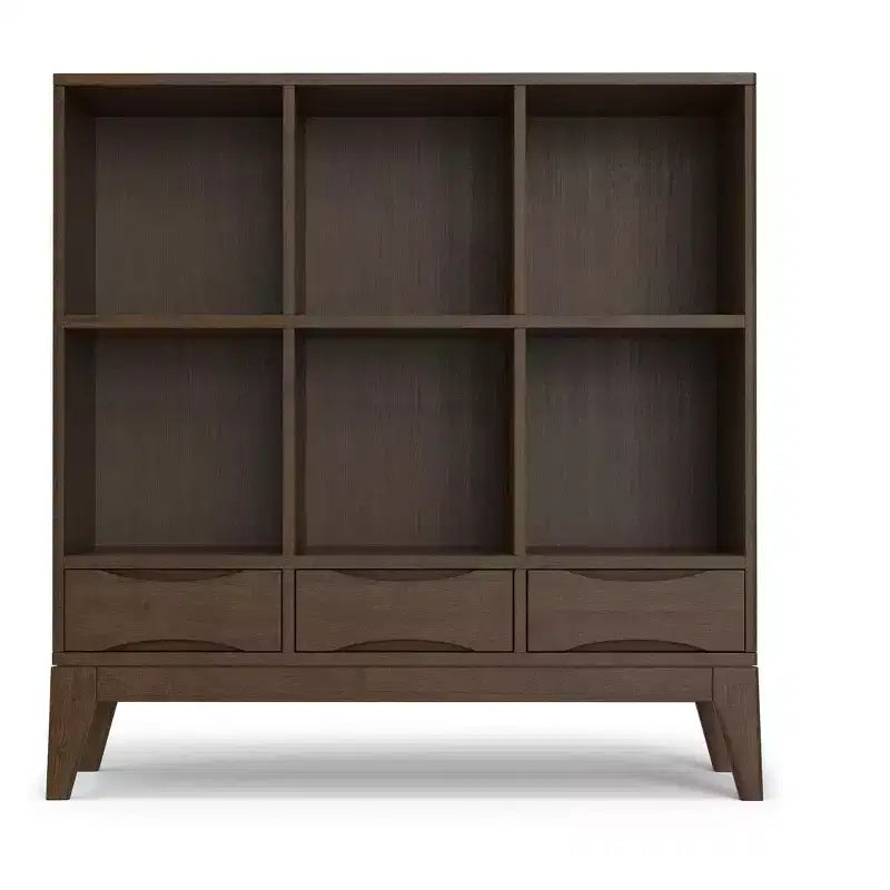 Pearson LEGNO MASSELLO 43 pollici x 42 pollici Mobile contenitore basso con 6 cubi e cassetti, in stile moderno di metà secolo, marrone noce