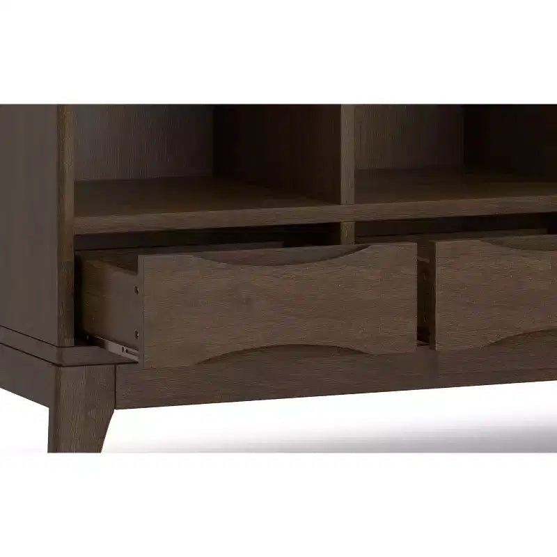 Pearson LEGNO MASSELLO 43 pollici x 42 pollici Mobile contenitore basso con 6 cubi e cassetti, in stile moderno di metà secolo, marrone noce