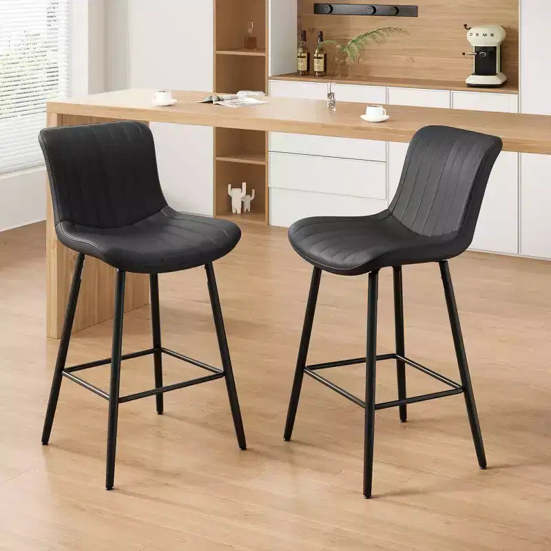 MAYEERTY Set di 2 sedie da pranzo in similpelle con gambe in metallo, sedie da cucina e sala da pranzo, nere