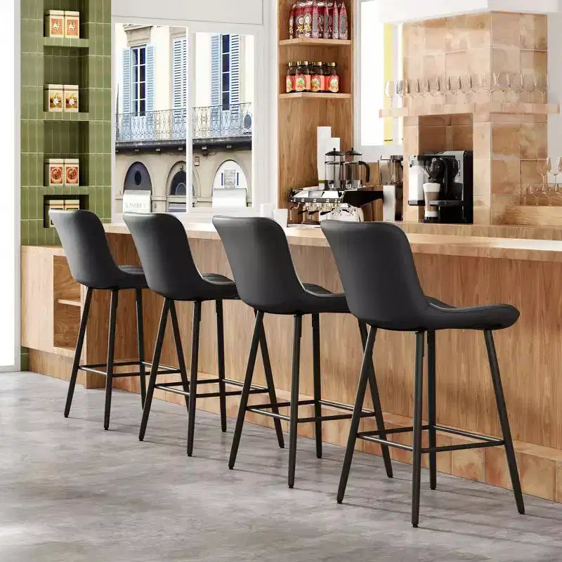 MAYEERTY Set di 2 sedie da pranzo in similpelle con gambe in metallo, sedie da cucina e sala da pranzo, nere