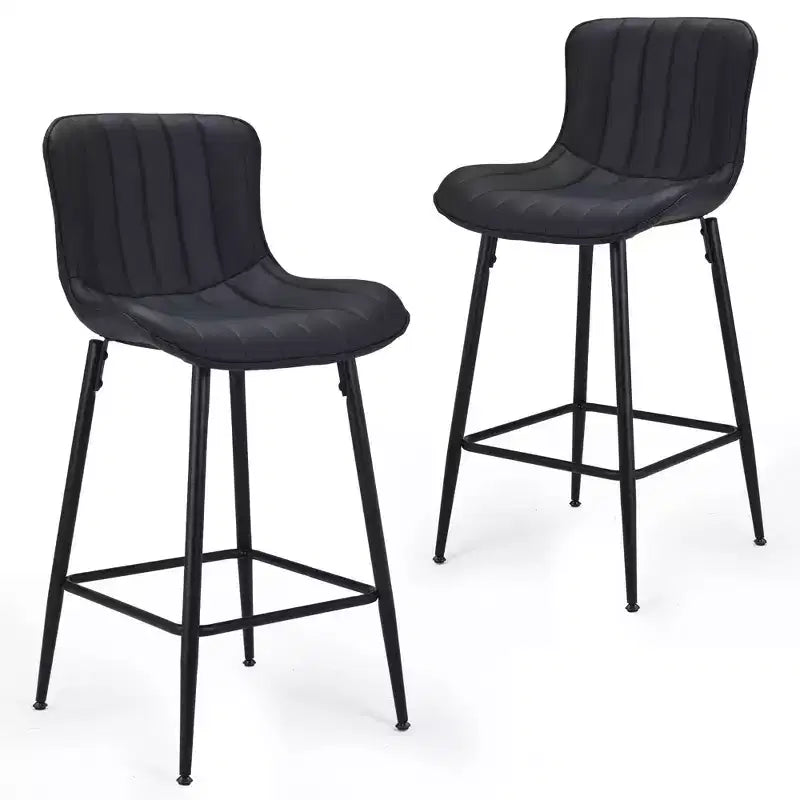 MAYEERTY Set di 2 sedie da pranzo in similpelle con gambe in metallo, sedie da cucina e sala da pranzo, nere