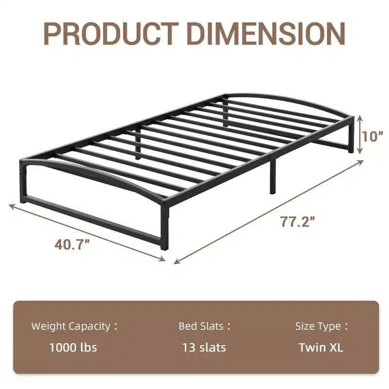 Telaio letto in metallo, telaio letto a piattaforma con design ad arco, doghe di supporto robuste e resistenti, base materasso robusta, facile da montare, non è richiesta la rete a molle