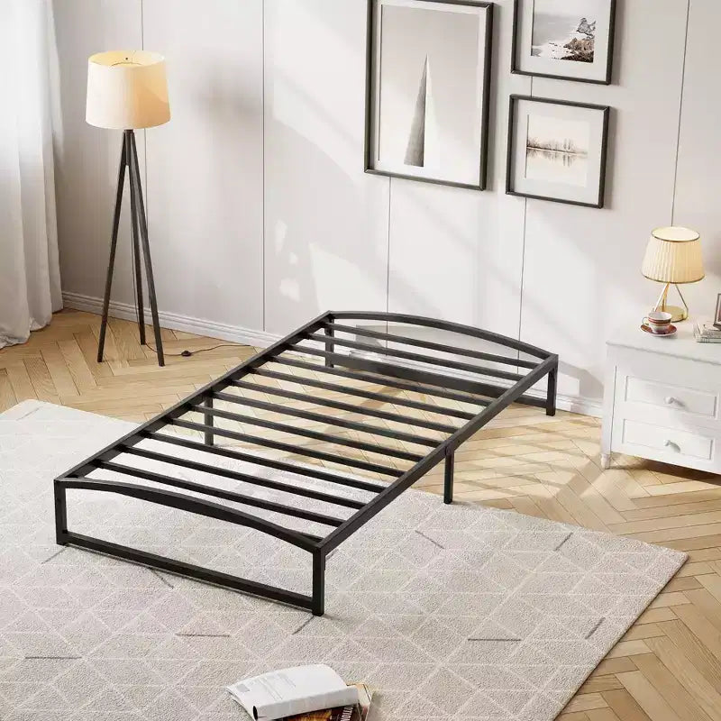 Telaio letto in metallo, telaio letto a piattaforma con design ad arco, doghe di supporto robuste e resistenti, base materasso robusta, facile da montare, non è richiesta la rete a molle