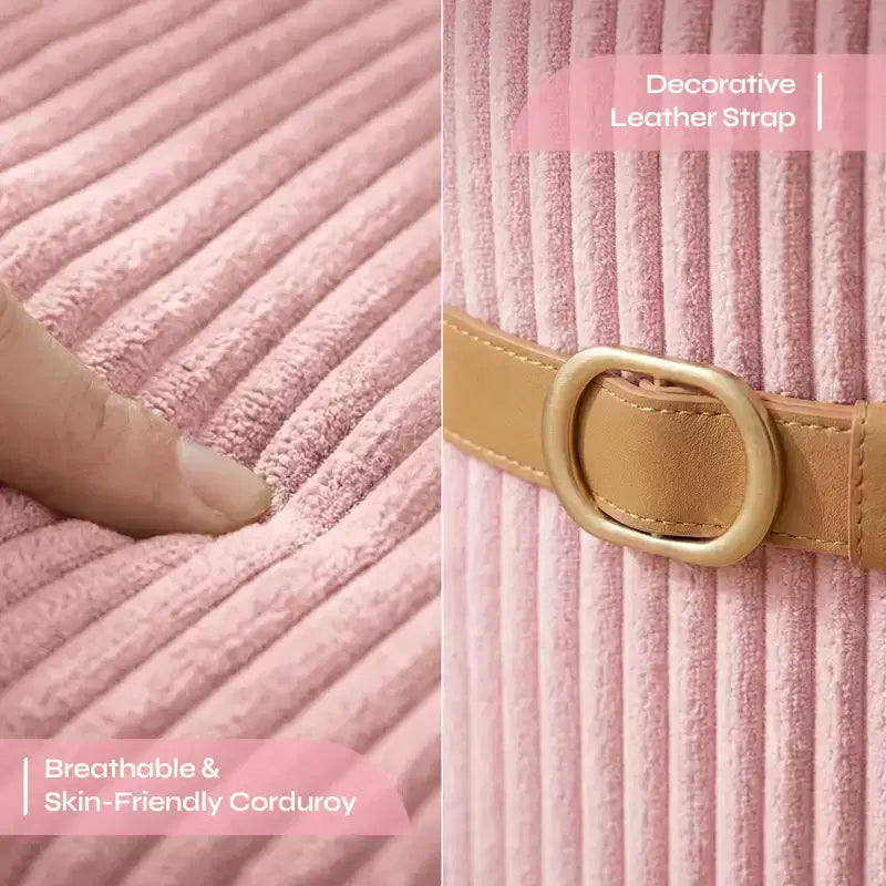Poggiapiedi rotondo Pinmoco con contenitore, set da 2, poggiapiedi tavolino, sgabello da trucco in velluto a coste per camera da letto, poggiapiedi per soggiorno