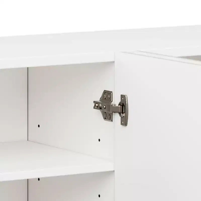 JVNOXK Mobile TV da 70 pollici stile onda con ripiani regolabili e 4 armadietti, adatto per TV fino a 75 pollici; ideale per soggiorni, bianco