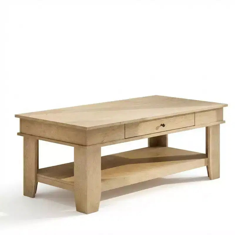 Tavolino da caffè rustico 47,2" stile fattoria, capacità 136 kg, con cassetto e ripiano portaoggetti, perfetto per il soggiorno (1 pezzo)