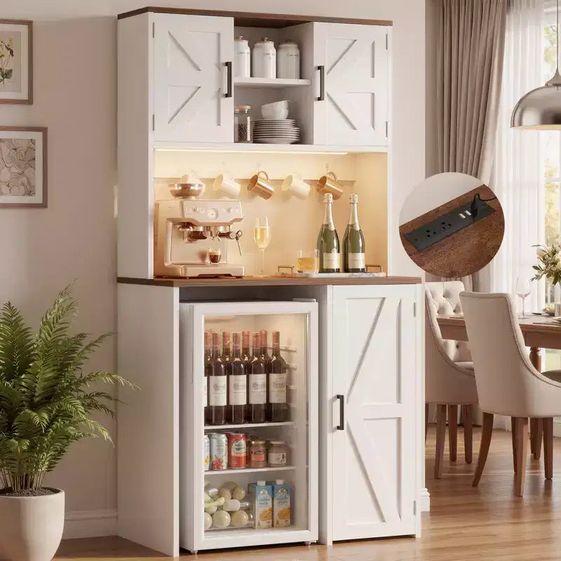 Mobile dispensa da cucina Besiost con spazio per mini frigo, mobile bar con ripiano contenitore