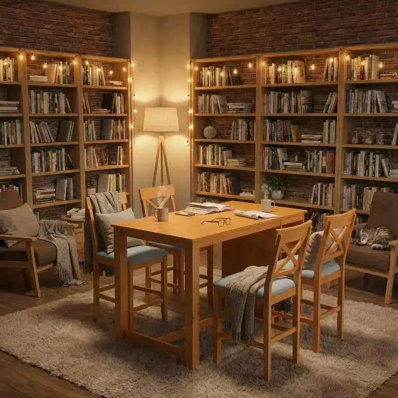 Set da pranzo FurnitureR in legno massello per 4 persone con ripiani portaoggetti, tavolo rettangolare da cucina e 4 sedie per sala da pranzo, angolo colazione, appartamento