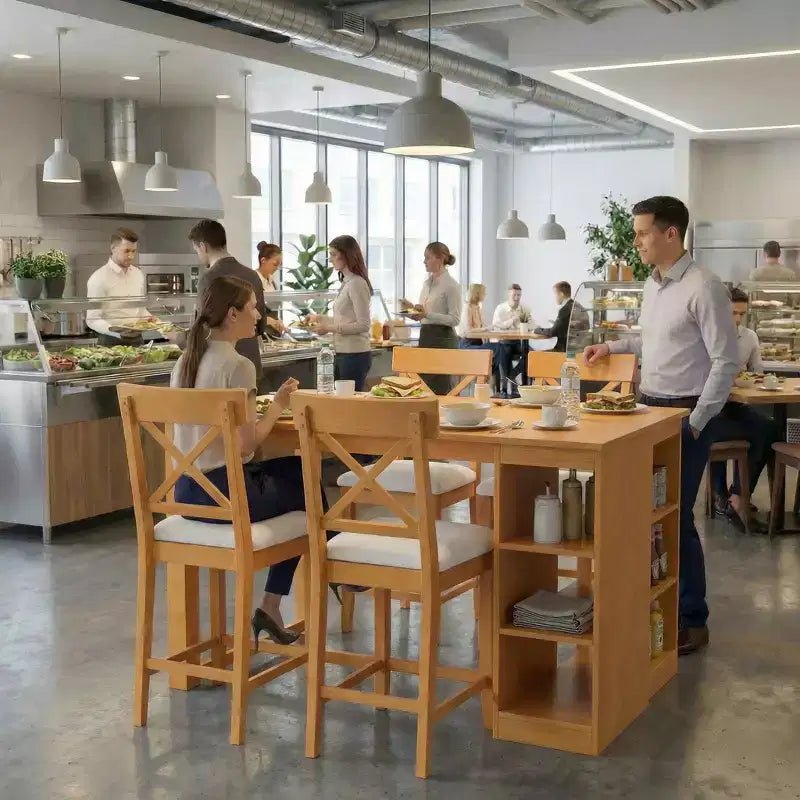 Set da pranzo FurnitureR in legno massello per 4 persone con ripiani portaoggetti, tavolo rettangolare da cucina e 4 sedie per sala da pranzo, angolo colazione, appartamento