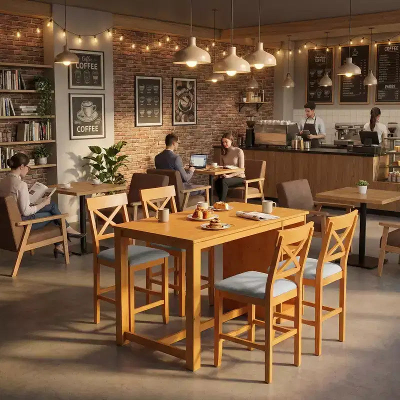 Set da pranzo FurnitureR in legno massello per 4 persone con ripiani portaoggetti, tavolo rettangolare da cucina e 4 sedie per sala da pranzo, angolo colazione, appartamento
