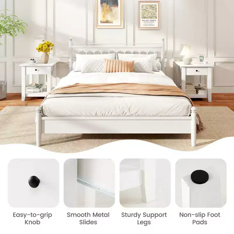 Costway Comodino 1/2 Pezzi con Cassetto Tavolino Moderno a 3 Ripiani con Ripiano Aperto per Camera da Letto Bianco/Nero