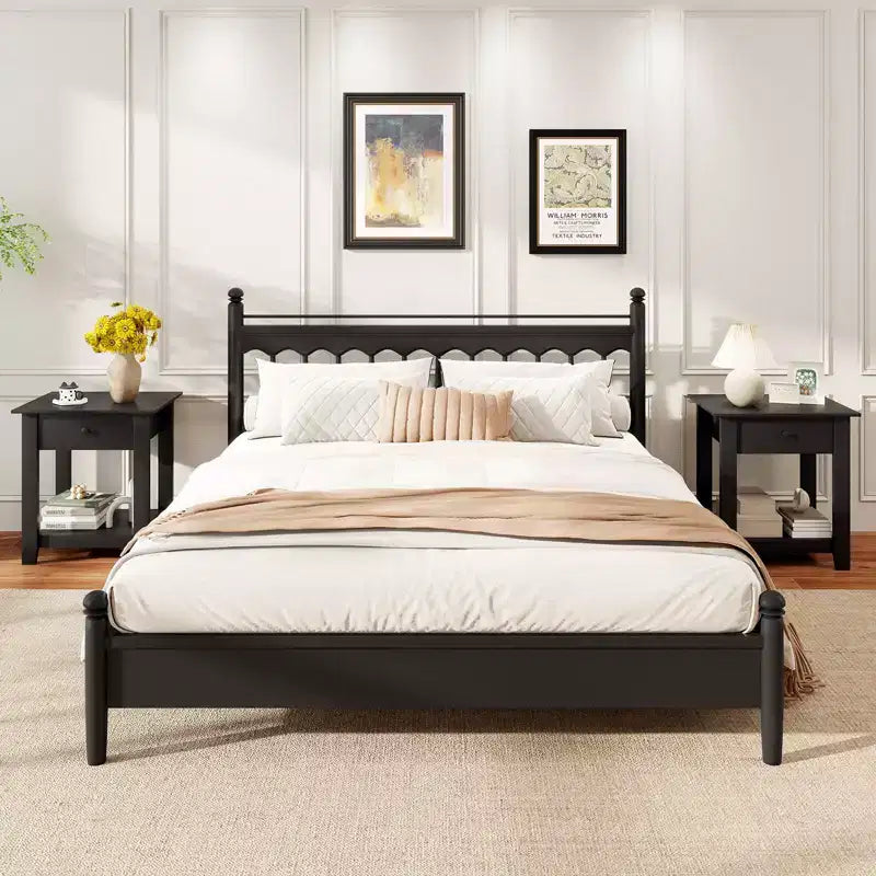Costway Comodino 1/2 Pezzi con Cassetto Tavolino Moderno a 3 Ripiani con Ripiano Aperto per Camera da Letto Bianco/Nero