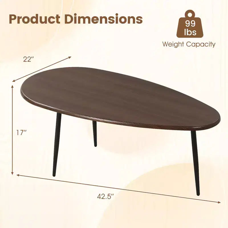 Tavolino da caffè ovale Costway con robusta struttura in metallo e design compatto, tavolino da divano retrò noce/naturale/grigio/nero