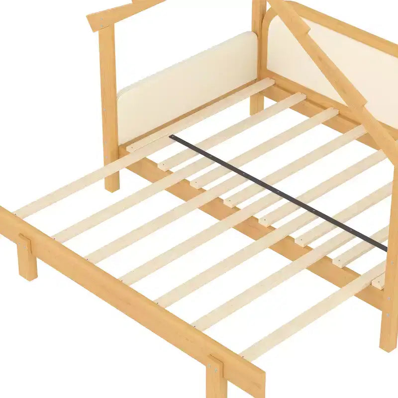 JVNOXK Letto a forma di casa sull'albero in legno con sponde imbottite, per bambini, ragazzi, ragazze, colore bianco