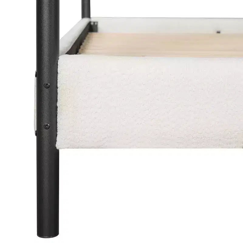 Christopher Knight Home Roman Modern Letto a Baldacchino in Ferro e Legno con Struttura Imbottita in Bouclé e Testiera Curva