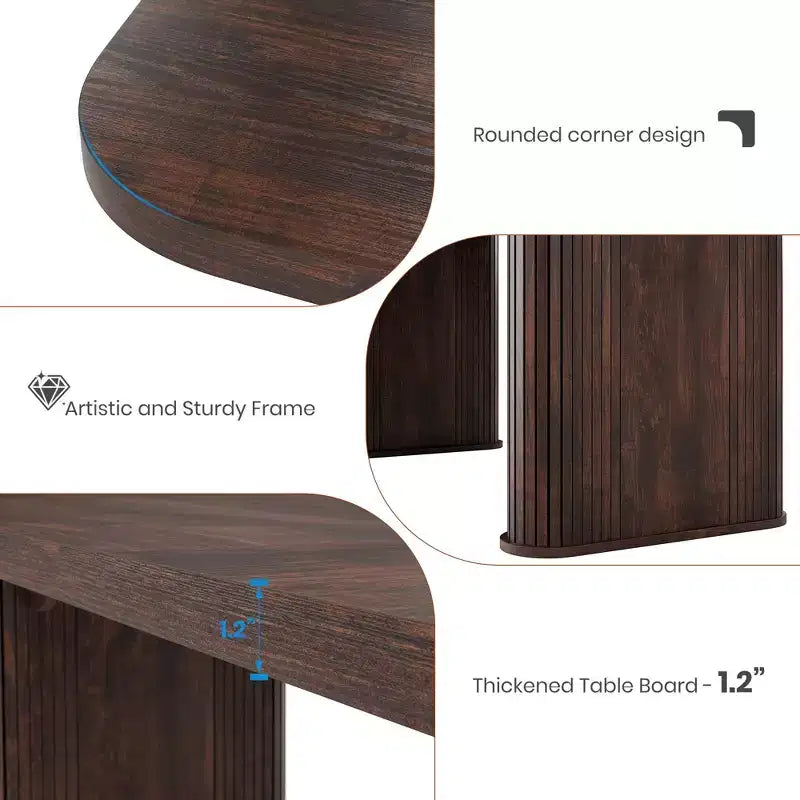 Spazioso tavolo da pranzo moderno da 62 pollici per 6-8 persone, piano rettangolare in noce nero, robuste gambe a piedistallo, ideale per cucina, sala da pranzo o sala conferenze