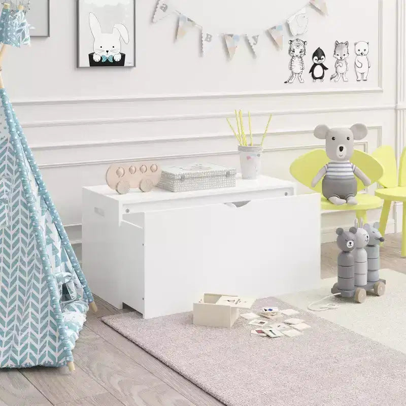 JVNOXK Contenitore Porta Giocattoli per Bambini con Cassetto a Rotelle, Cassa Portagiochi in Legno con Ruote, Grande Cesto Estraibile per Asilo Nido Sala Giochi Camera da Letto