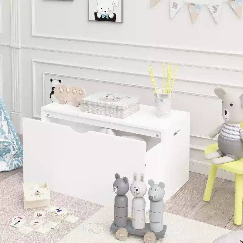JVNOXK Contenitore Porta Giocattoli per Bambini con Cassetto a Rotelle, Cassa Portagiochi in Legno con Ruote, Grande Cesto Estraibile per Asilo Nido Sala Giochi Camera da Letto