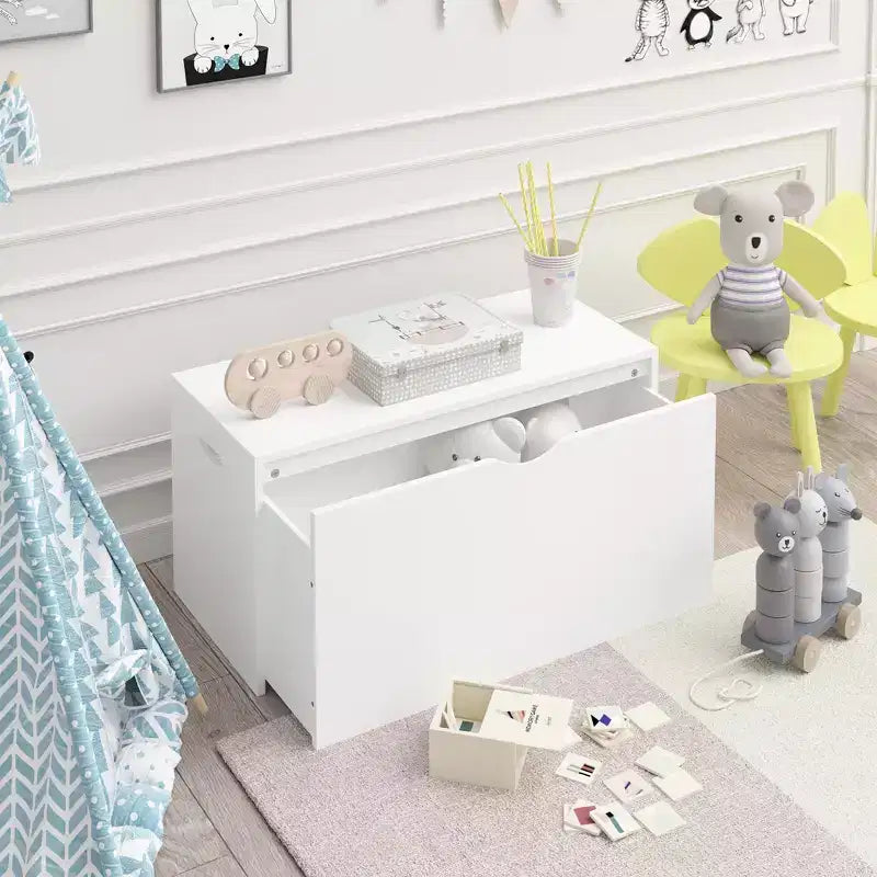 JVNOXK Contenitore Porta Giocattoli per Bambini con Cassetto a Rotelle, Cassa Portagiochi in Legno con Ruote, Grande Cesto Estraibile per Asilo Nido Sala Giochi Camera da Letto