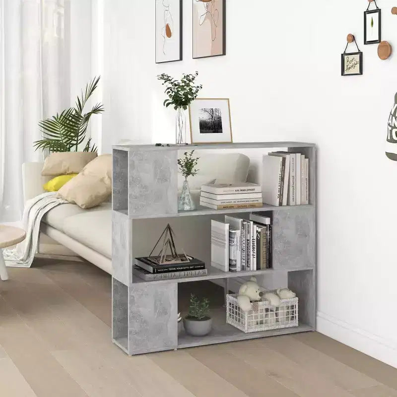 vidaXL Libreria Divisorio Grigio Cemento in Legno Multistrato Media