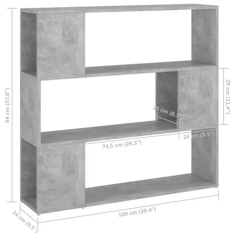 vidaXL Libreria Divisorio Grigio Cemento in Legno Multistrato Media
