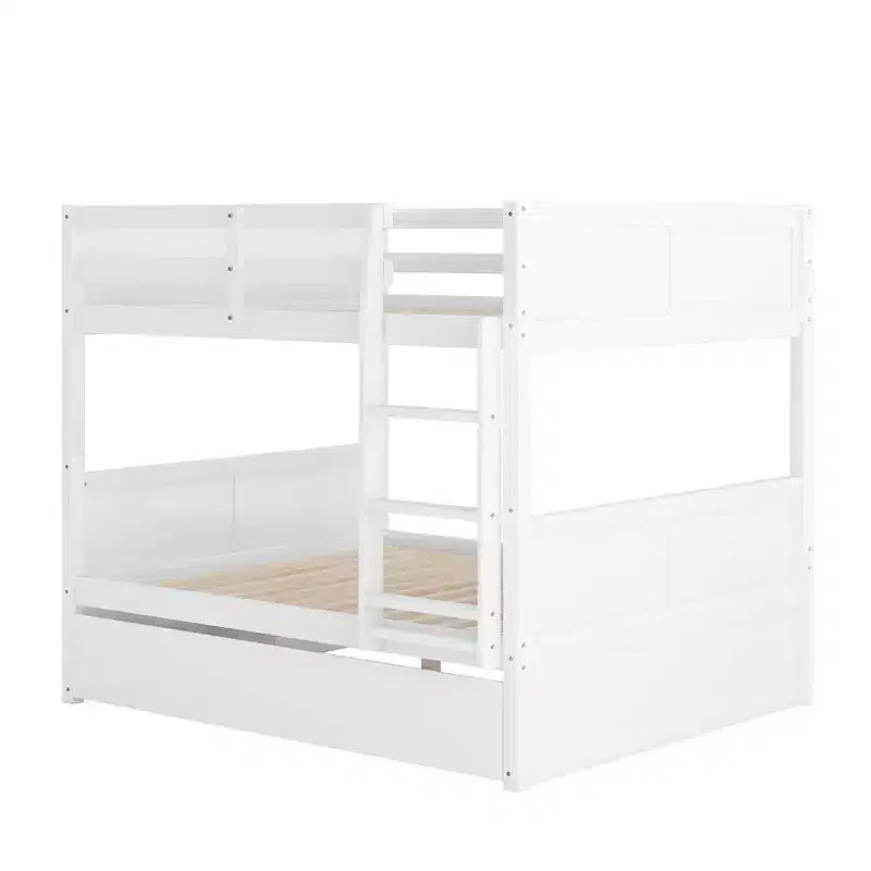 FAMYYT Letto a Castello Matrimoniale con Letto Estraibile Singolo, Facile da Montare, Bianco