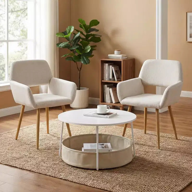 Set 3 pezzi divano e tavolino FurnitureR, tavolino rotondo con 2 sedie imbottite per soggiorno, salotto o appartamento