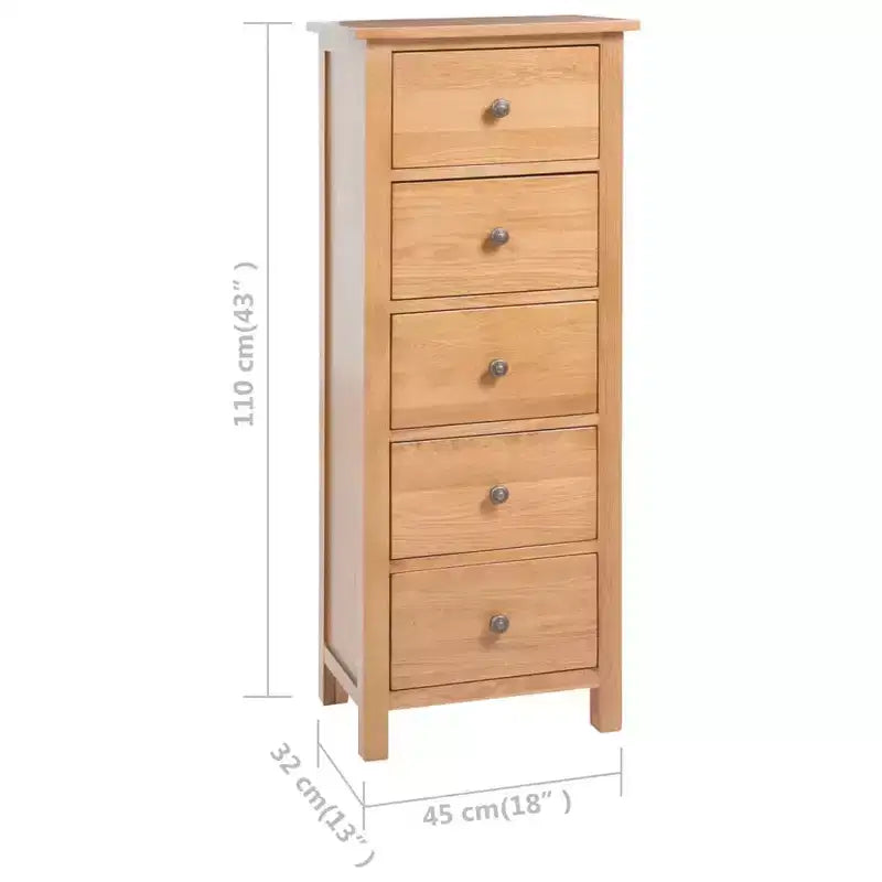 vidaXL Cassettiera alta Quercia Rovere massello, MDF Alta