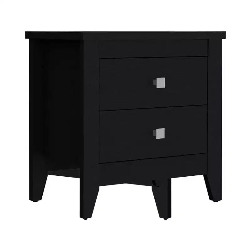 HomeRoots Comodino a due cassetti in legno nero 24