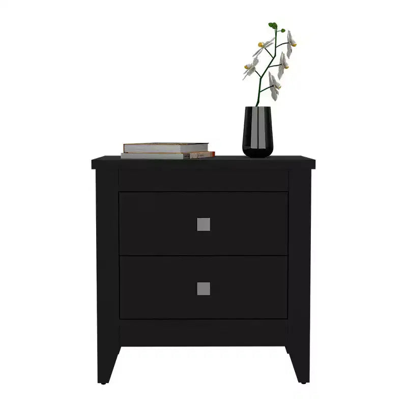 HomeRoots Comodino a due cassetti in legno nero 24