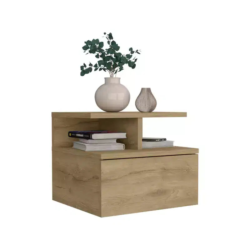 HomeRoots Comodino sospeso a un cassetto in legno beige da 12 pollici