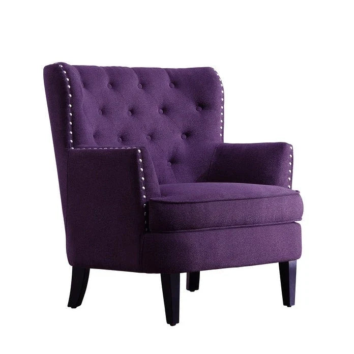Moser Bay Mignon Velvet / Linen 30 Wide Tufted Wingback Accent Chair