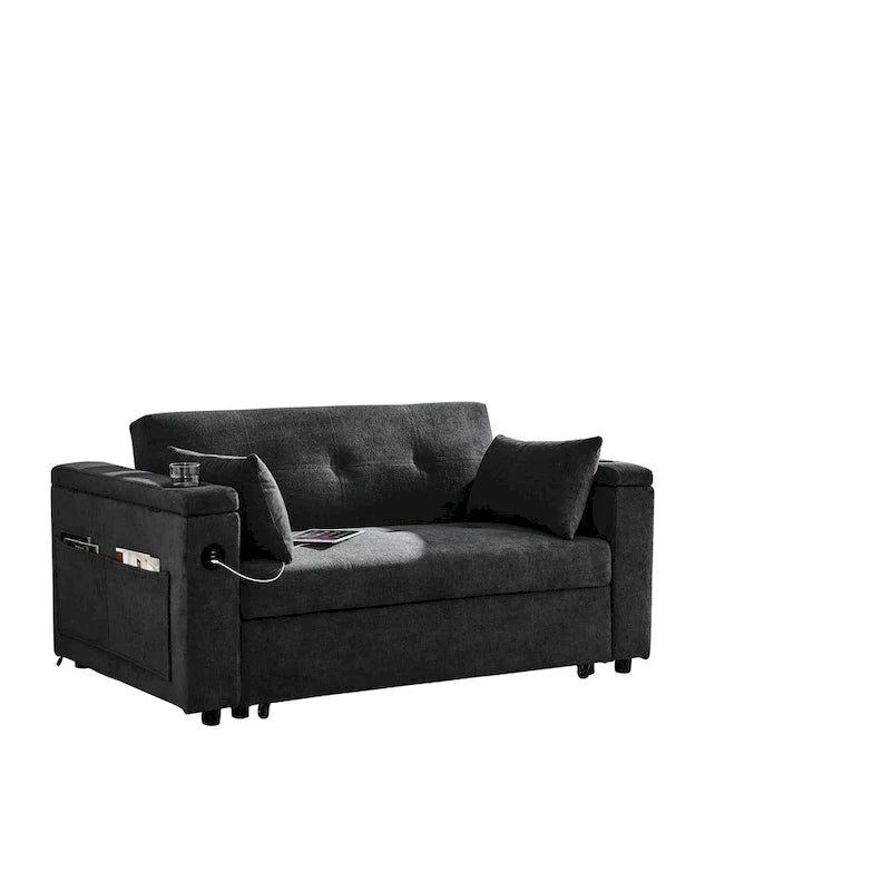 54 Pull-Out Sleeper Sofa Bed Double Seat Recliner Sofa Bed