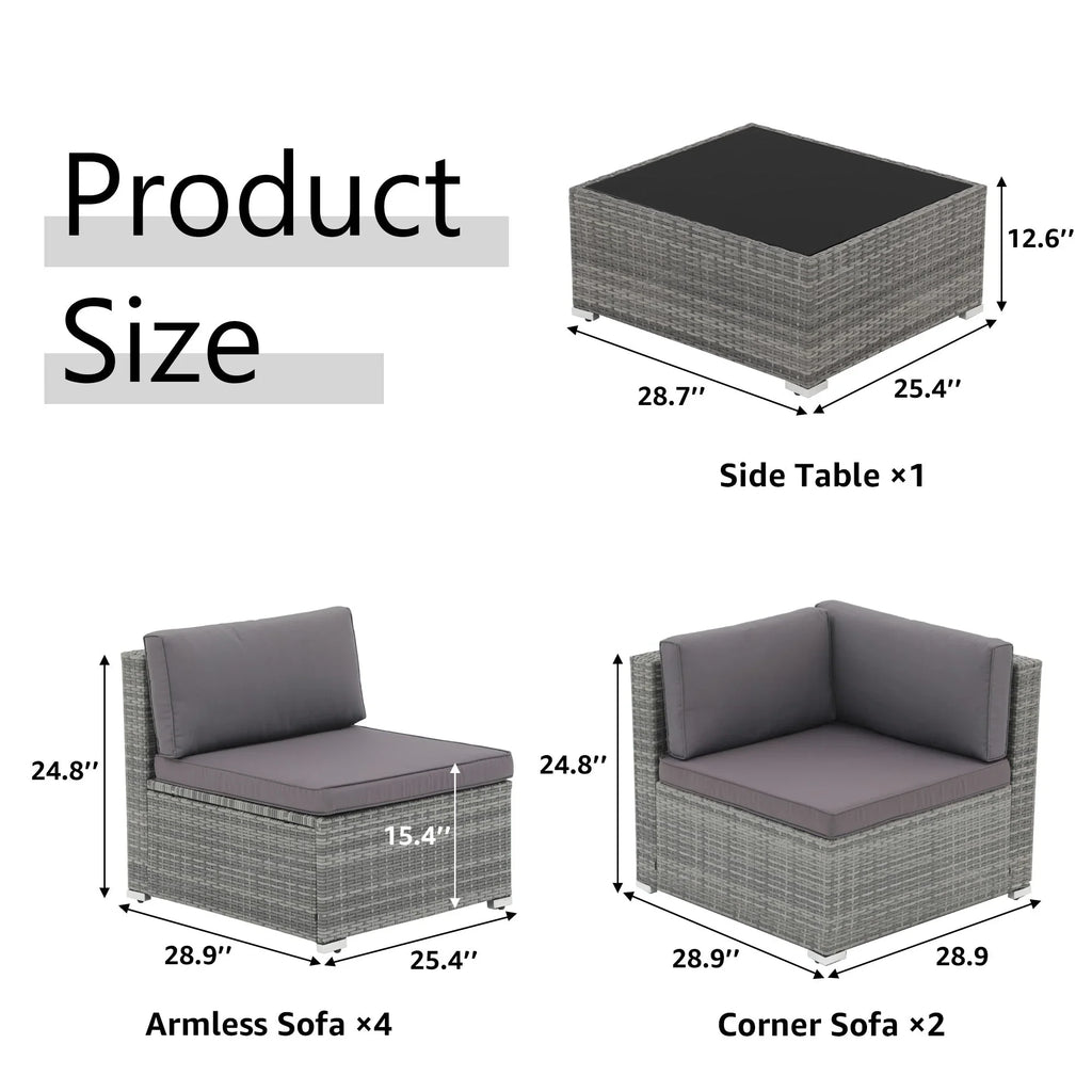 Wicker/ Steel 7-piece Outdoor Cushioned Sectional Sofa Set