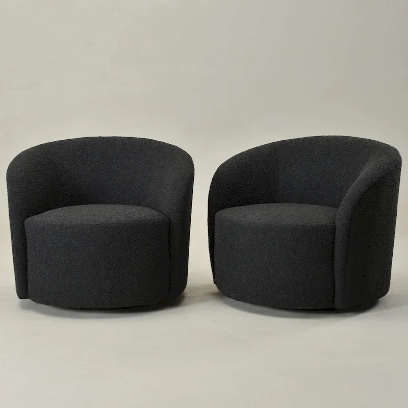 KINWELL 34 Wide Upholstered Swivel Accent Barrel Chair (Set of 2)