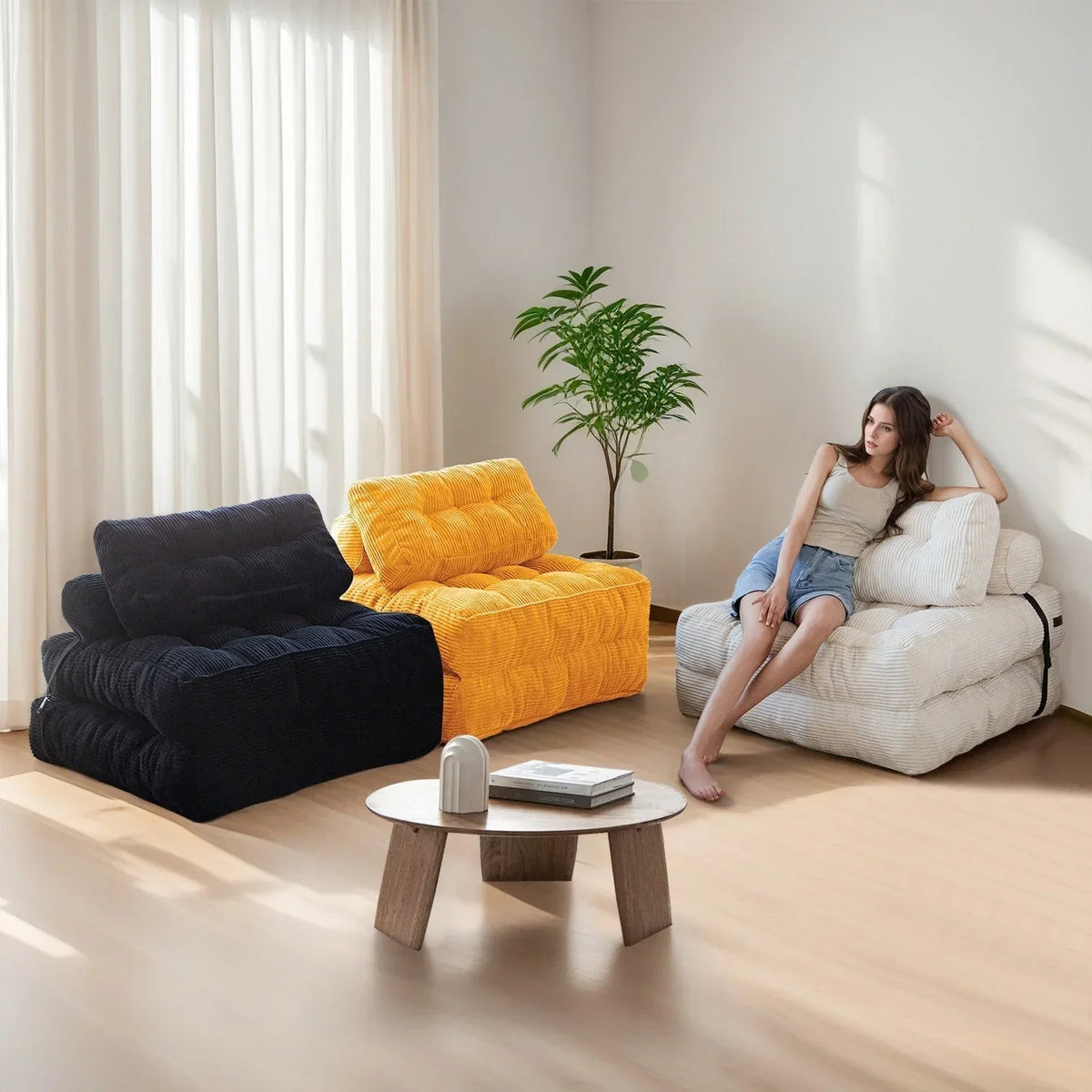 8 Corduroy Folding Couch Sofa Bed,Single