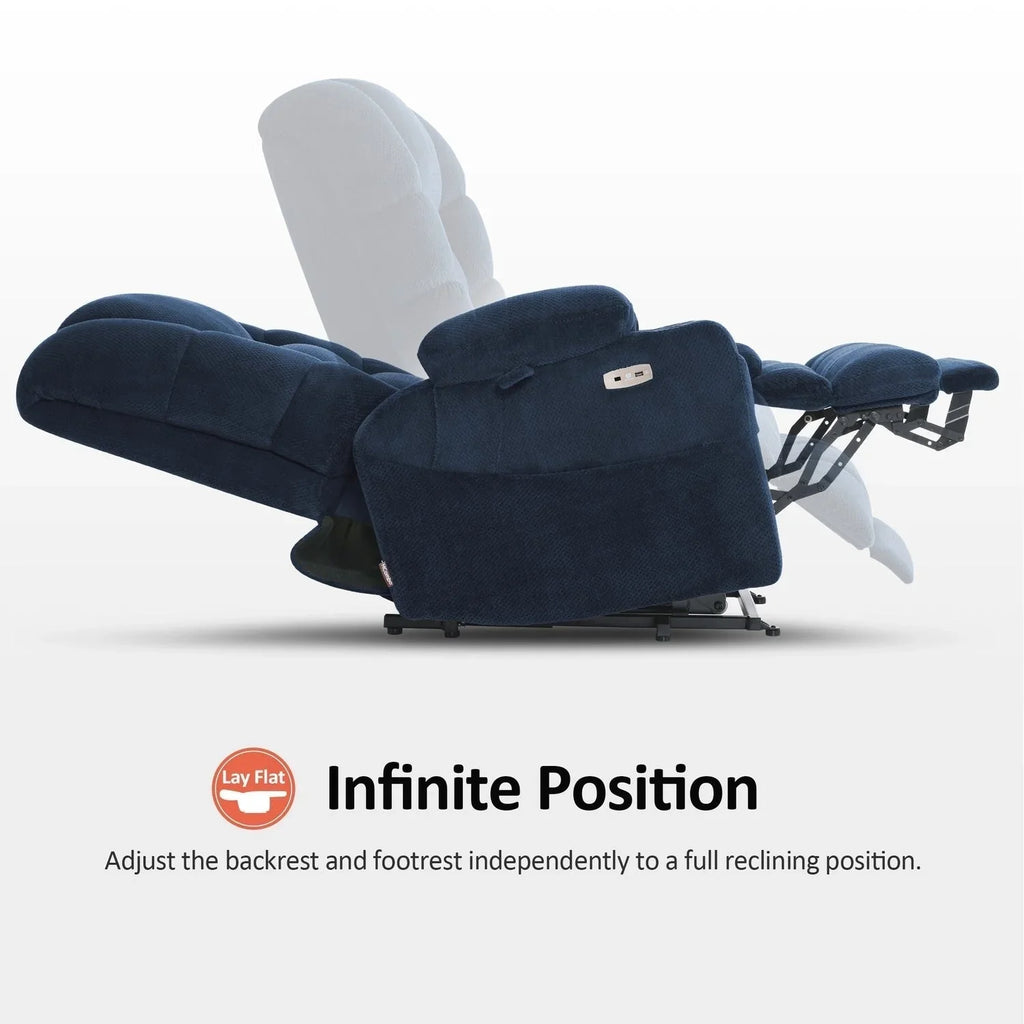 MCombo Large-Wide Dual Motor Power Lift Recliner with Massage and Dual Heating for Big and Tall Elderly, Fabric R7635