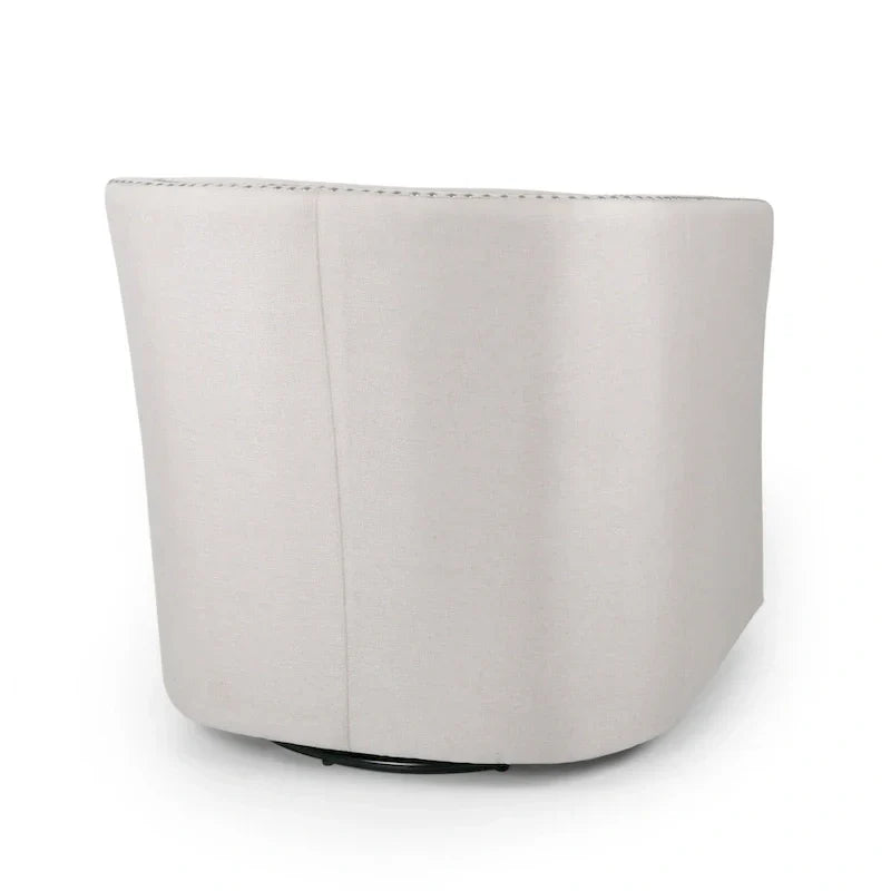 Swivel Accent Chair, Classic Round Barrel Style, Wheat Beige Fabric