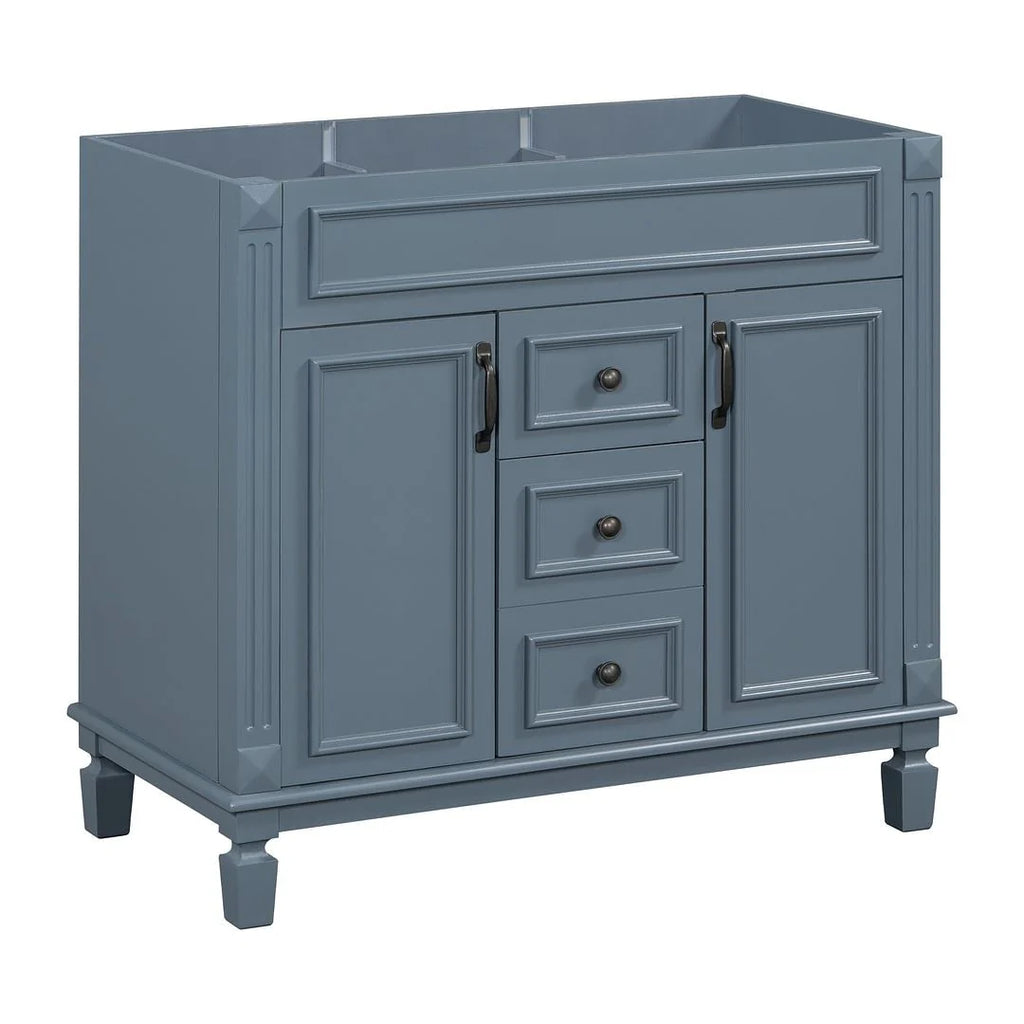 36'' Modern Bathroom Vanity with Top Sink and Mirror Cabinet,2 Doors and 2 Drawers