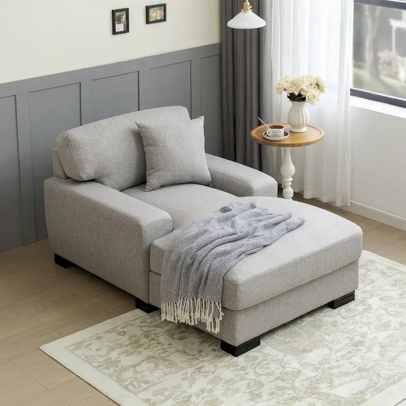 Modern Mid-Century Oversized Chaise Sleeper Sofa with Pillow